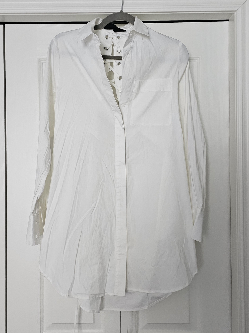 Kendall & Kylie White Lace-Up Button Down Shirt